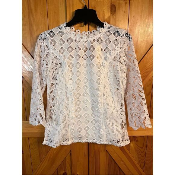 Adiva Women’s Crochet Blouse Top Size Small with attached Camisole nwt (2787) - Picture 1 of 7